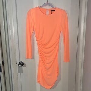 Zara Neon Orange Long Sleeve Dress M